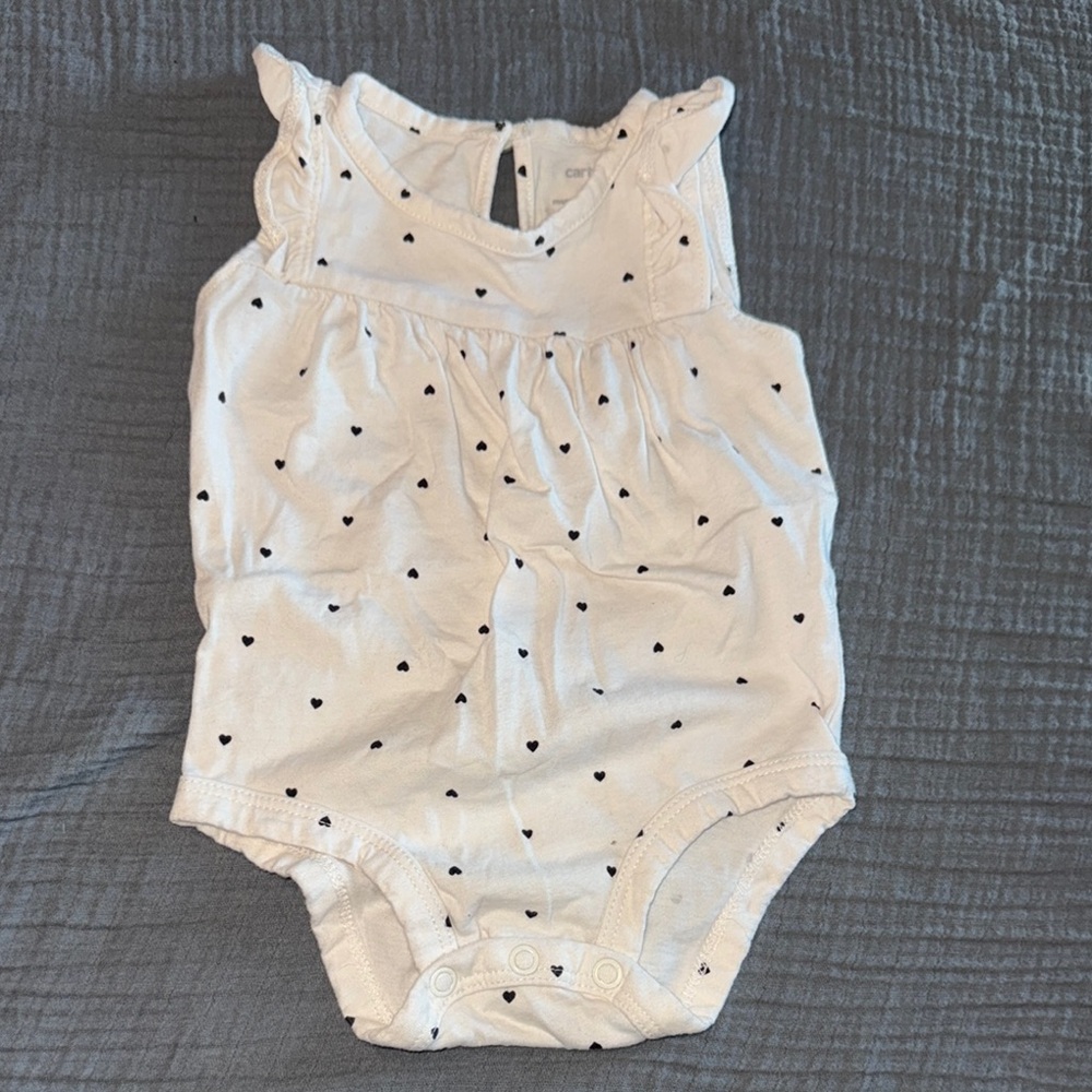 White heart Polka Dot Baby Romper and pants set.